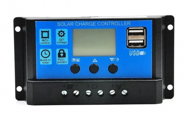 Regulador carga solar 16 A para una o dos baterías 12V